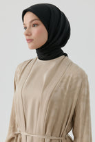 Floral Jakar Nida Naturel Eşarp - Siyah TUGBA