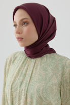 Floş Pamuk Naturel Eşarp - Bordo TUGBA
