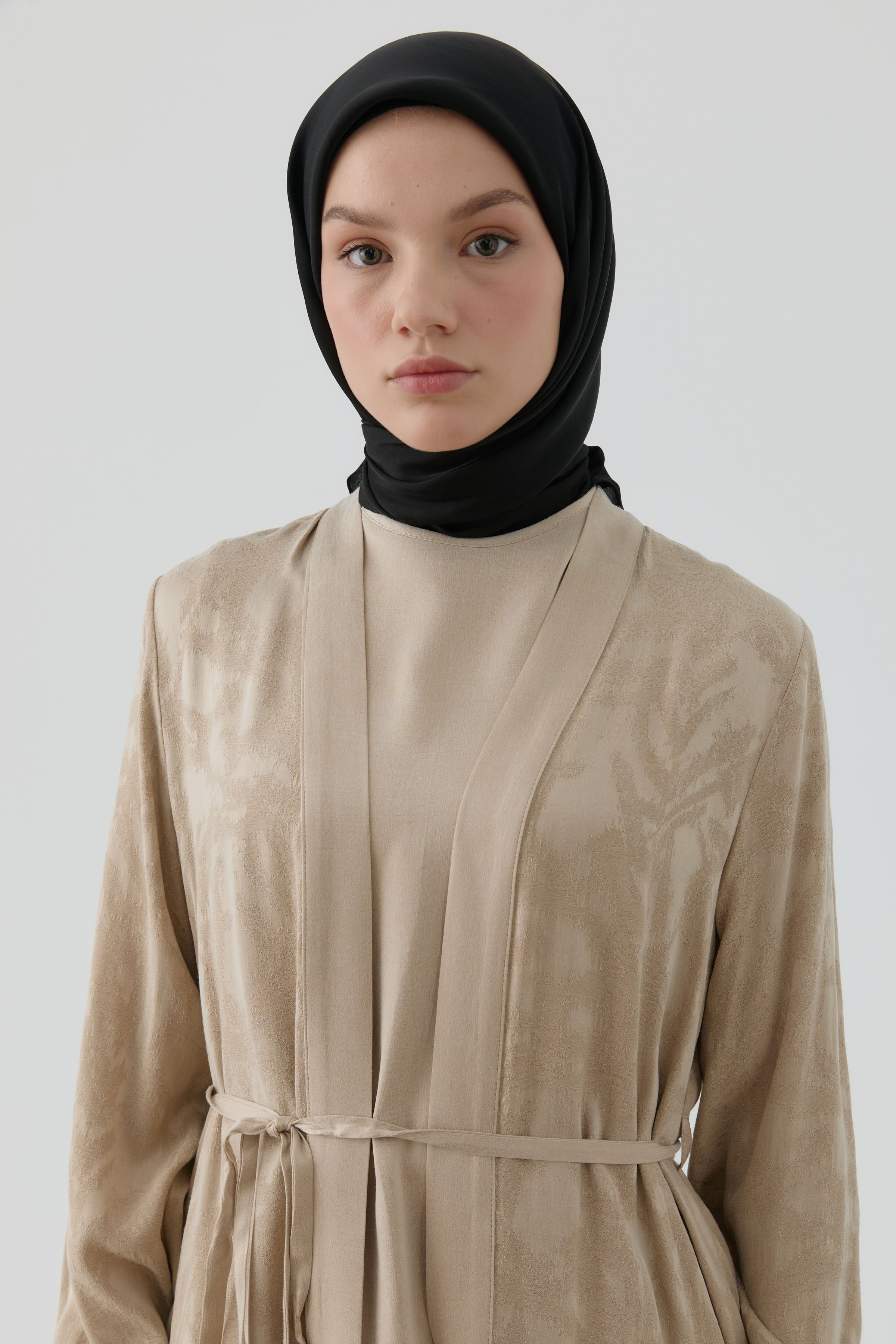 Floş Pamuk Naturel Eşarp - Siyah TUGBA