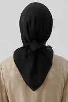 Floş Pamuk Naturel Eşarp - Siyah TUGBA