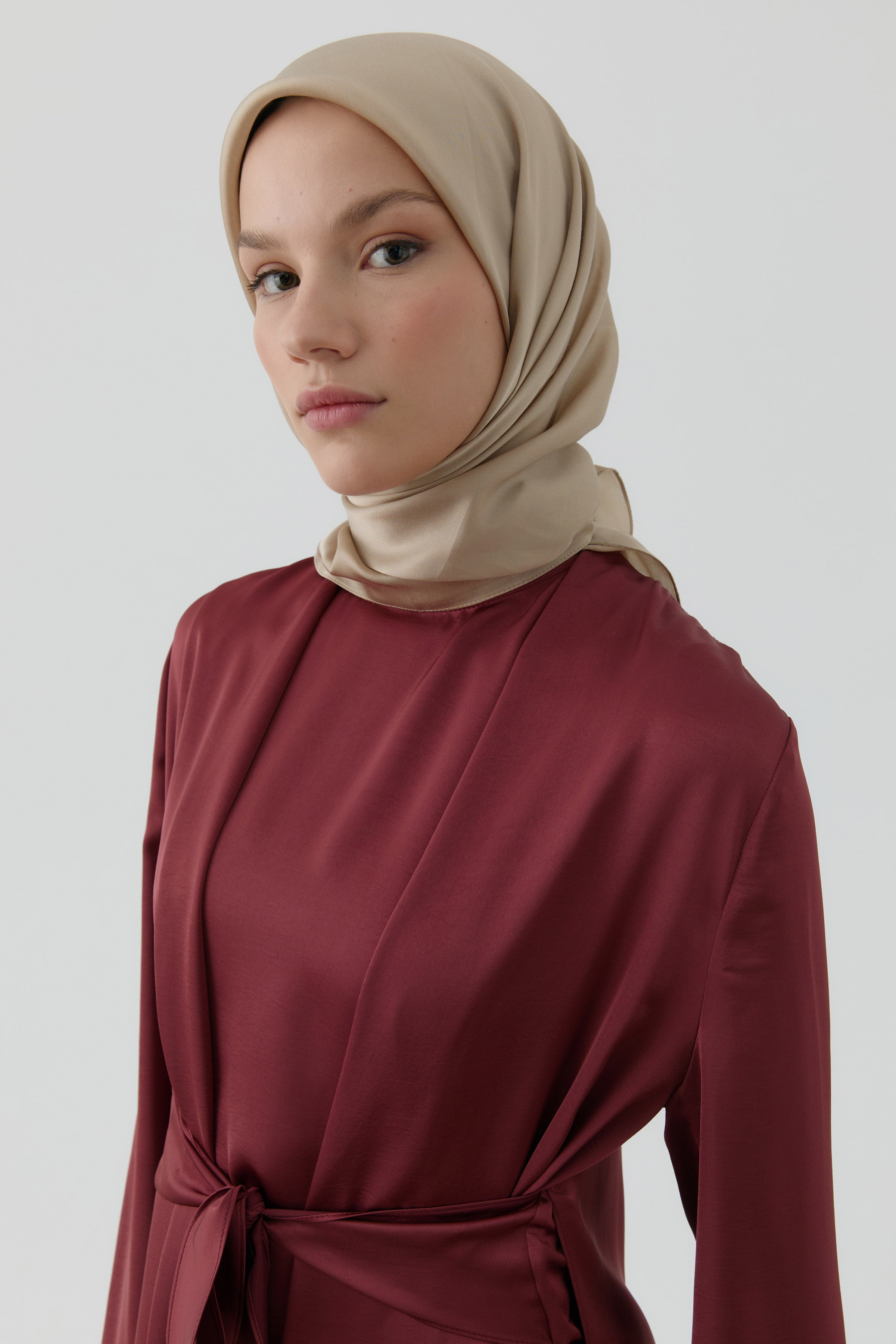 Floş Pamuk Naturel Eşarp - Vizon TUGBA