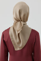 Floş Pamuk Naturel Eşarp - Vizon TUGBA