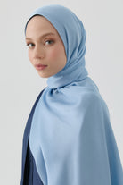 Floş Pamuk Naturel Şal - Açık Mavi TUGBA