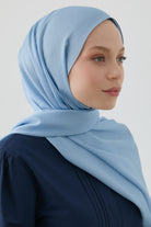 Floş Pamuk Naturel Şal - Açık Mavi TUGBA