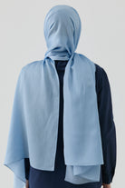 Floş Pamuk Naturel Şal - Açık Mavi TUGBA