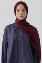 Floş Pamuk Naturel Şal - Bordo TUGBA