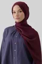 Floş Pamuk Naturel Şal - Bordo TUGBA