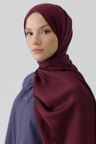 Floş Pamuk Naturel Şal - Bordo TUGBA