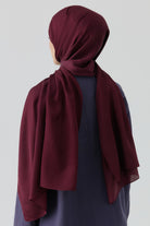 Floş Pamuk Naturel Şal - Bordo TUGBA