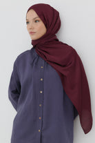 Floş Pamuk Naturel Şal - Bordo TUGBA