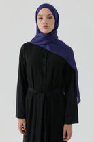 Floş Pamuk Naturel Şal - Lacivert TUGBA