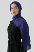 Floş Pamuk Naturel Şal - Lacivert TUGBA