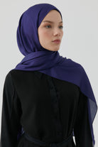 Floş Pamuk Naturel Şal - Lacivert TUGBA