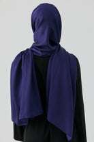 Floş Pamuk Naturel Şal - Lacivert TUGBA