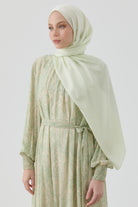 Floş Pamuk Naturel Şal - Mint TUGBA