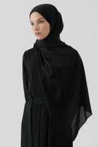 Floş Pamuk Naturel Şal - Siyah TUGBA