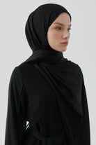 Floş Pamuk Naturel Şal - Siyah TUGBA