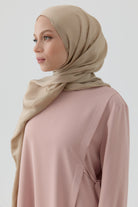 Floş Pamuk Naturel Şal - Vizon TUGBA