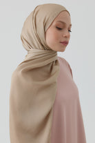 Floş Pamuk Naturel Şal - Vizon TUGBA