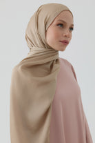 Floş Pamuk Naturel Şal - Vizon TUGBA