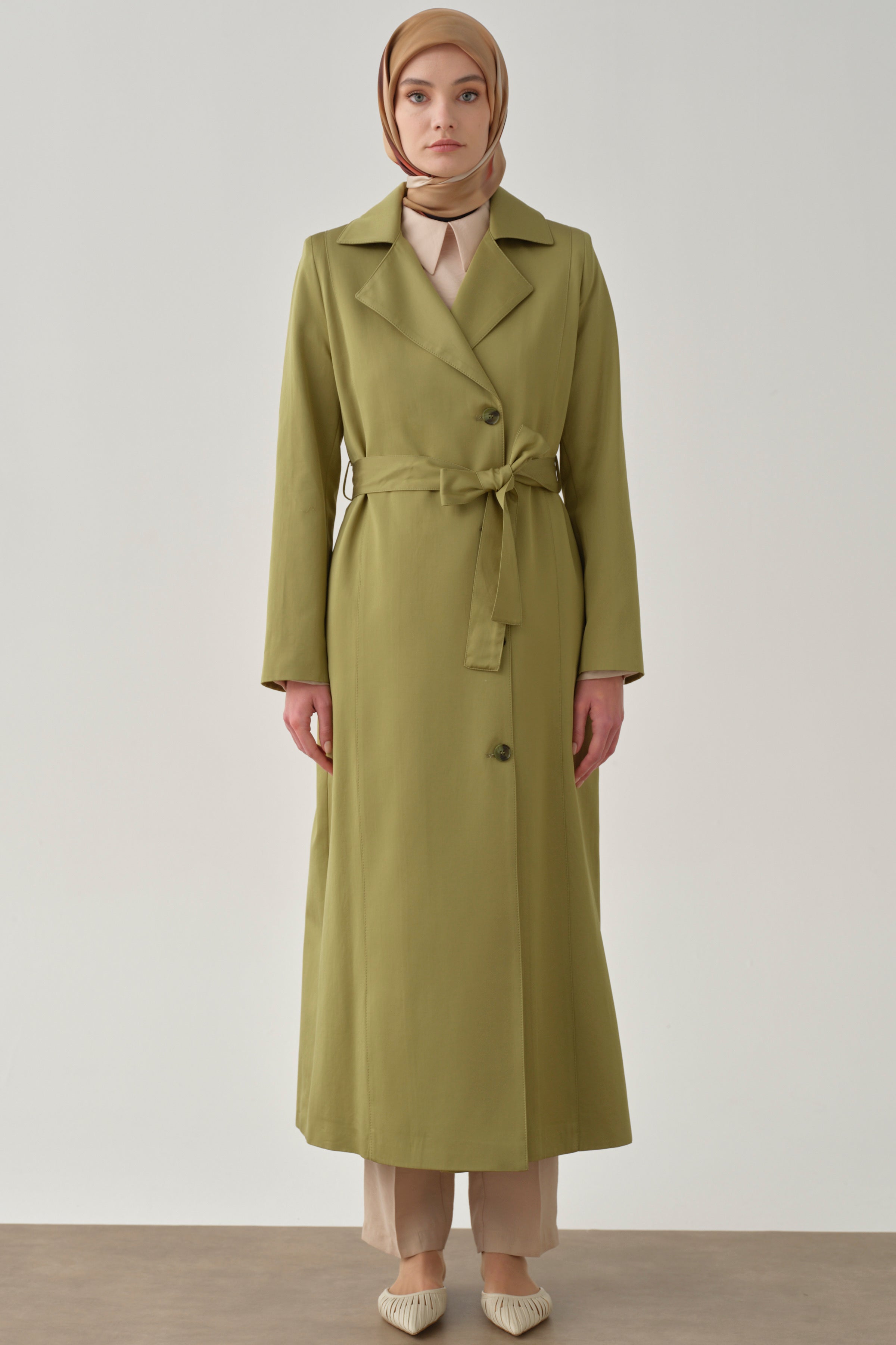 Garni Scarf Detail Trench Coat | Tuğba – TUĞBA
