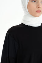 Garnili Asimetrik Sweat - Siyah TUGBA