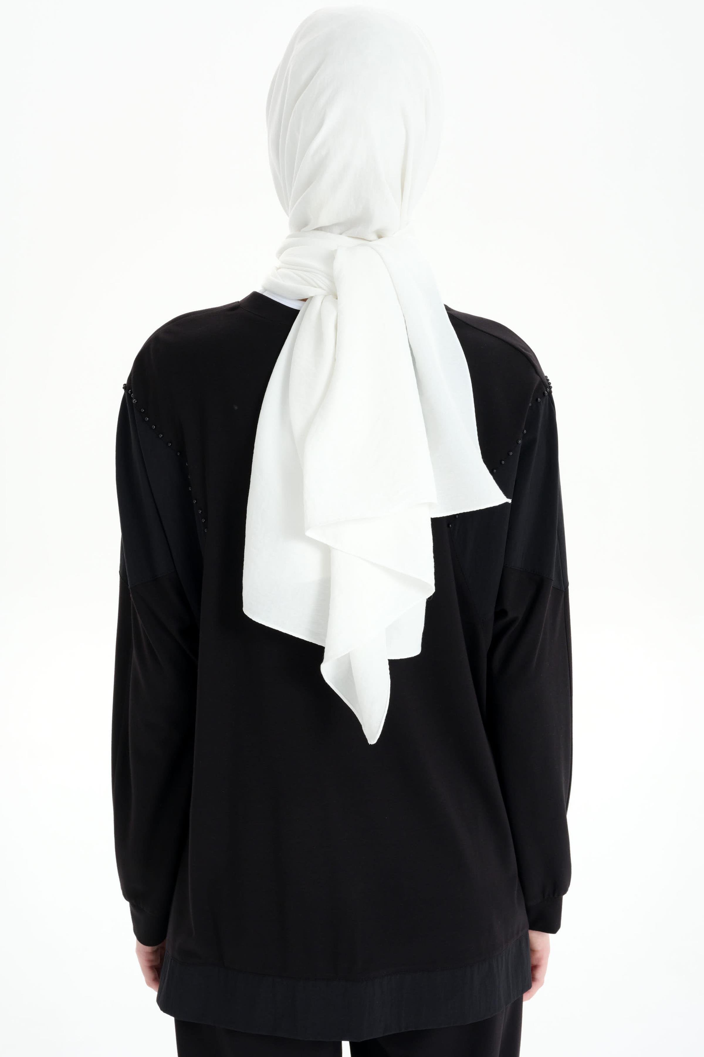 Garnili Asimetrik Sweat - Siyah TUGBA