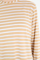 Garnili Çizgili Örme Tunik - Bej - Ekru TUGBA