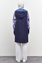 Garnili İnce Kapitone Yelek - Lacivert TUGBA