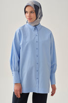 Geniş Manşetli Gömlek - Açık Mavi TUGBA