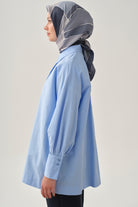 Geniş Manşetli Gömlek - Açık Mavi TUGBA