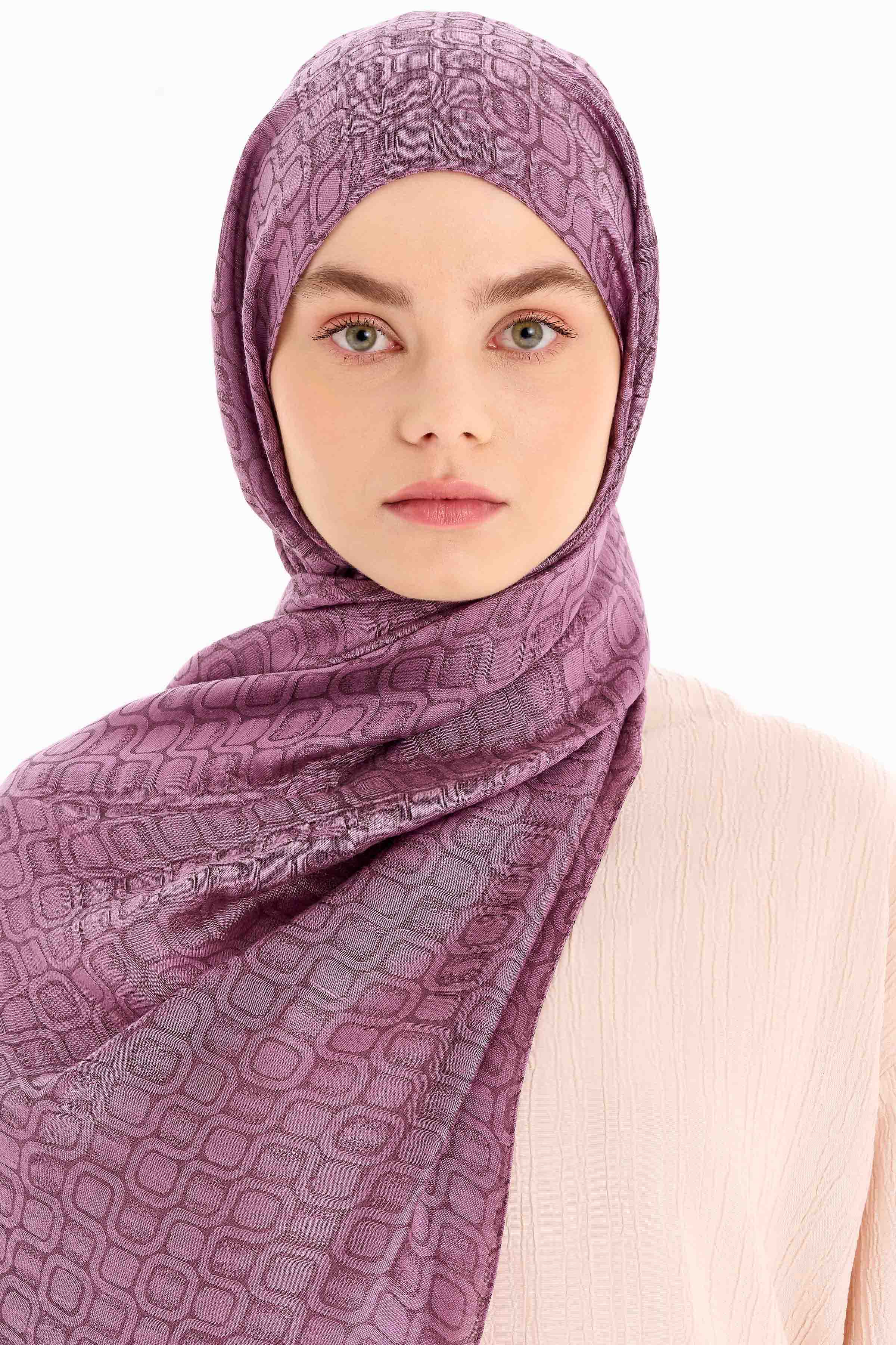 Geometrik Desen Viskon Şal - Gül Kurusu TUGBA