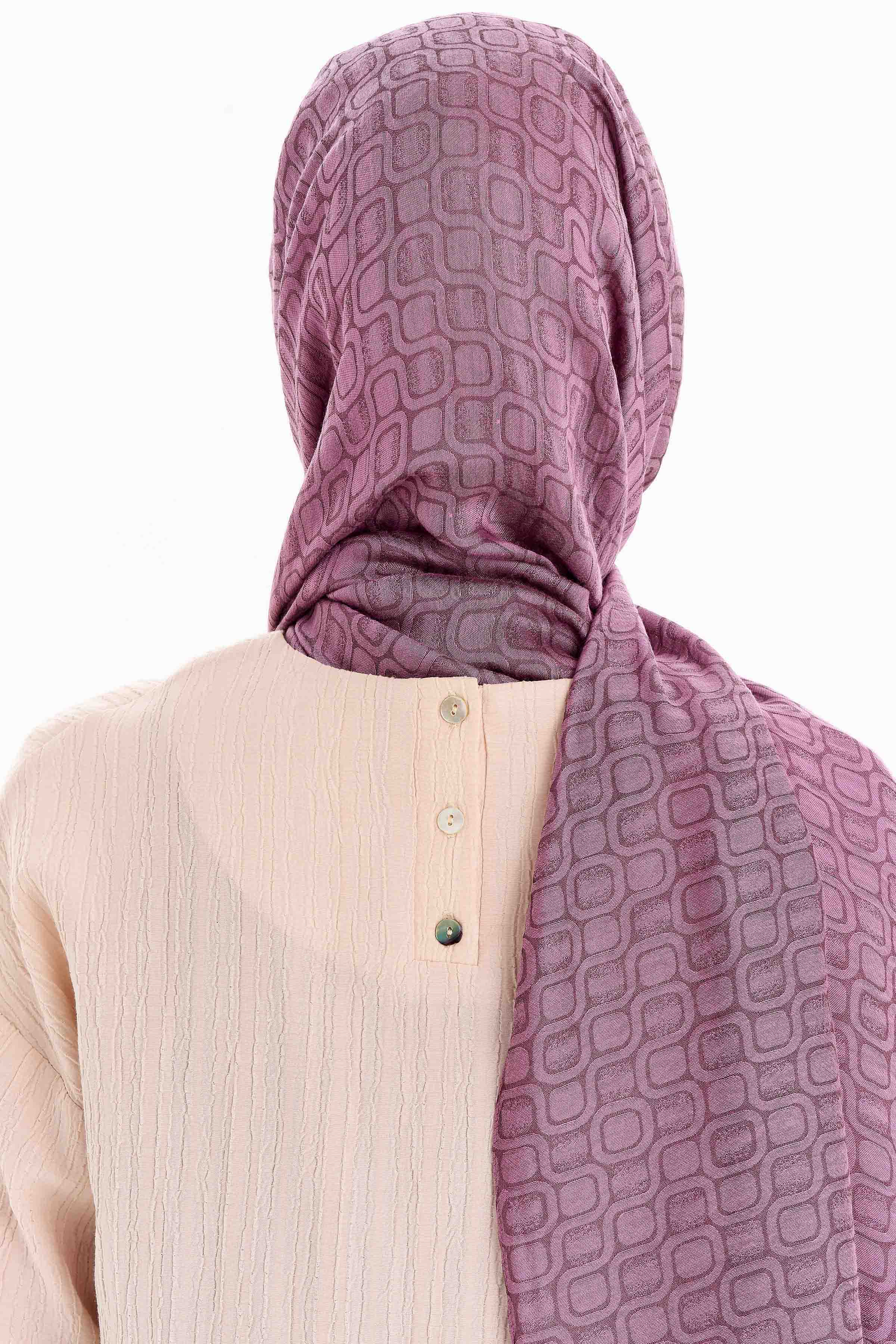 Geometrik Desen Viskon Şal - Gül Kurusu TUGBA