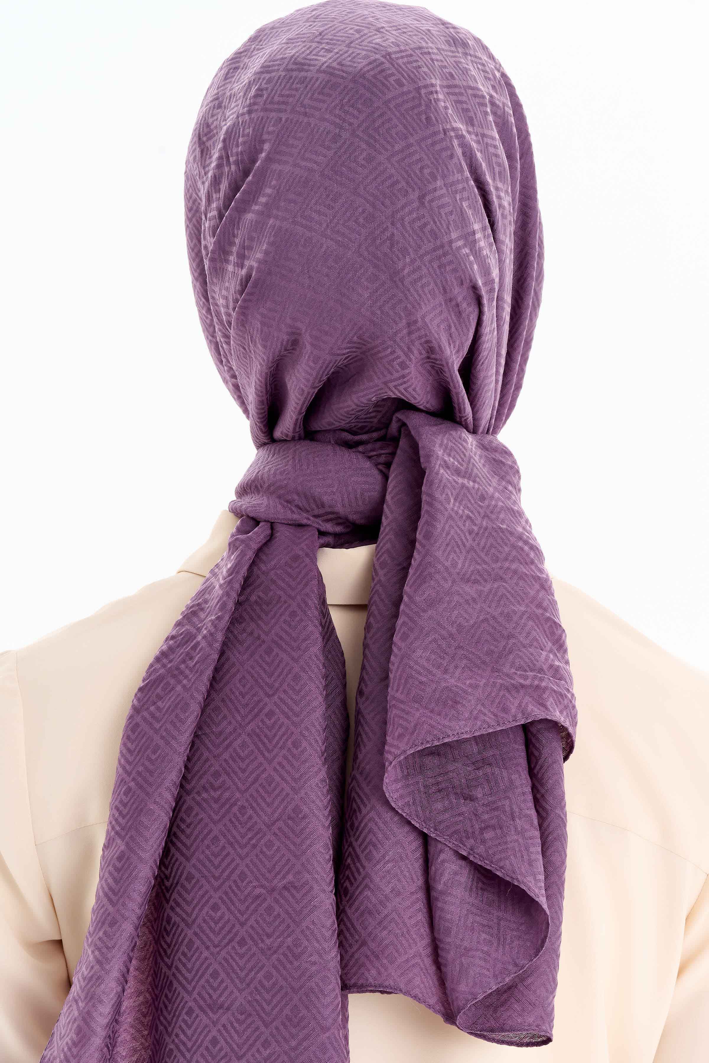Geometrik Desen Viskon Şal - Lila TUGBA