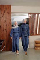 Gizli Cep Anvelop Detaylı Etek - İndigo TUGBA