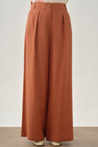 Gizli Cepli Pile Detaylı Pantolon - Kiremit TUGBA