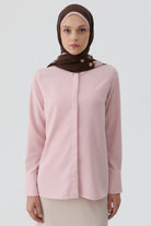 Gizli Patlı Basic Gömlek - Pudra TUGBA