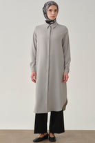 Gizli Patlı Basic Tunik - Gri TUGBA