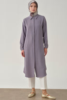 Gizli Patlı Basic Tunik - Lila TUGBA