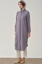 Gizli Patlı Basic Tunik - Lila TUGBA