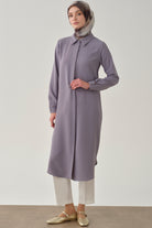 Gizli Patlı Basic Tunik - Lila TUGBA