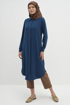 Gizli Patlı Basic Tunik - Petrol TUGBA