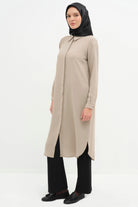 Gizli Patlı Basic Tunik - Vizon TUGBA