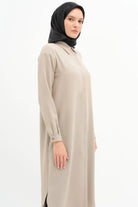 Gizli Patlı Basic Tunik - Vizon TUGBA