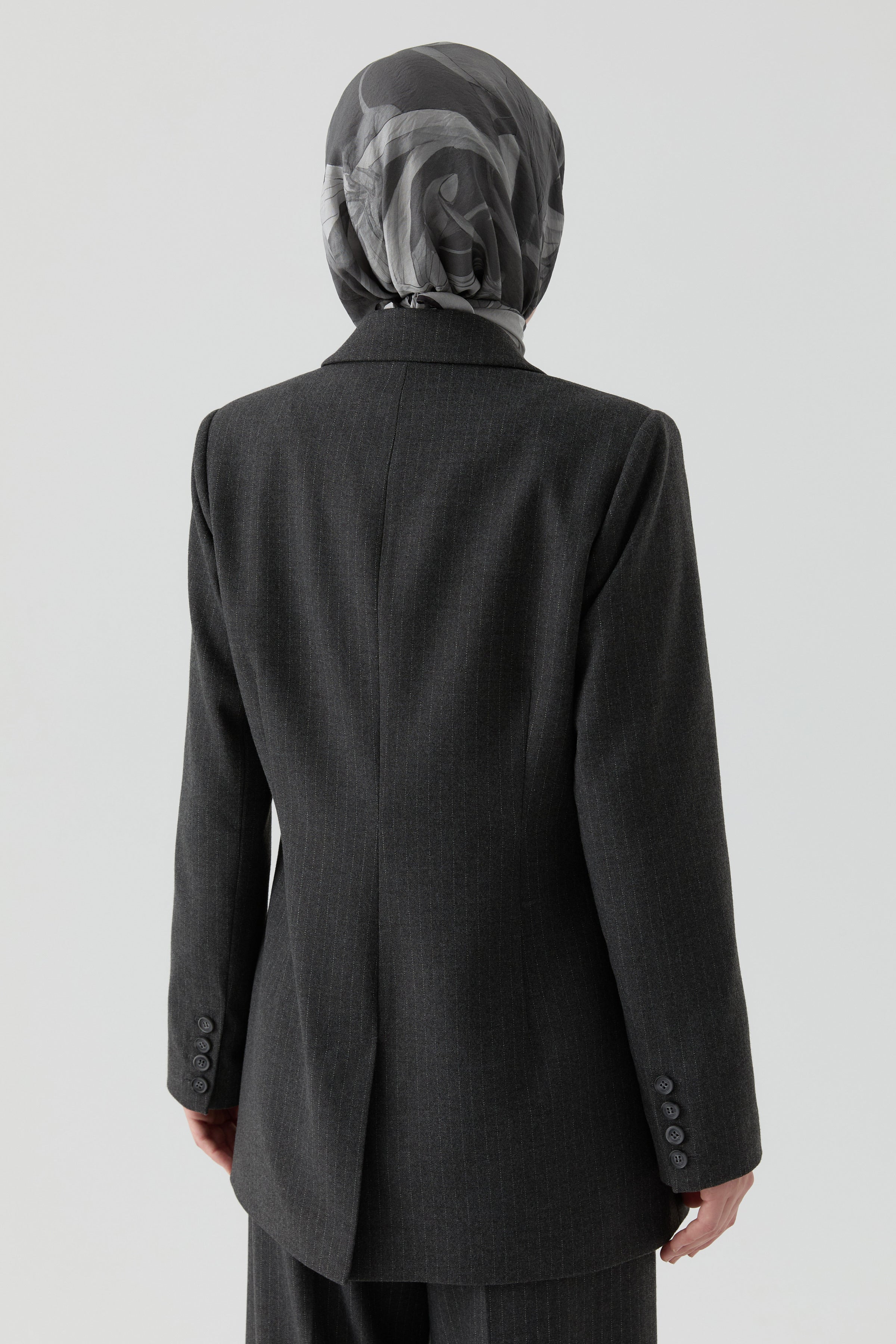 Çizgi Desenli Ceket - Antrasit TUGBA