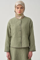 Grogren Biyeli Kapitone Crop Ceket - Mint TUGBA