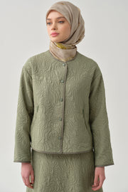 Grogren Biyeli Kapitone Crop Ceket - Mint TUGBA