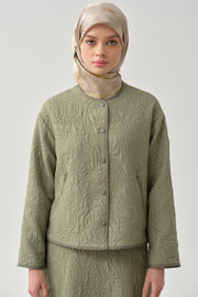 Grogren Biyeli Kapitone Crop Ceket - Mint TUGBA