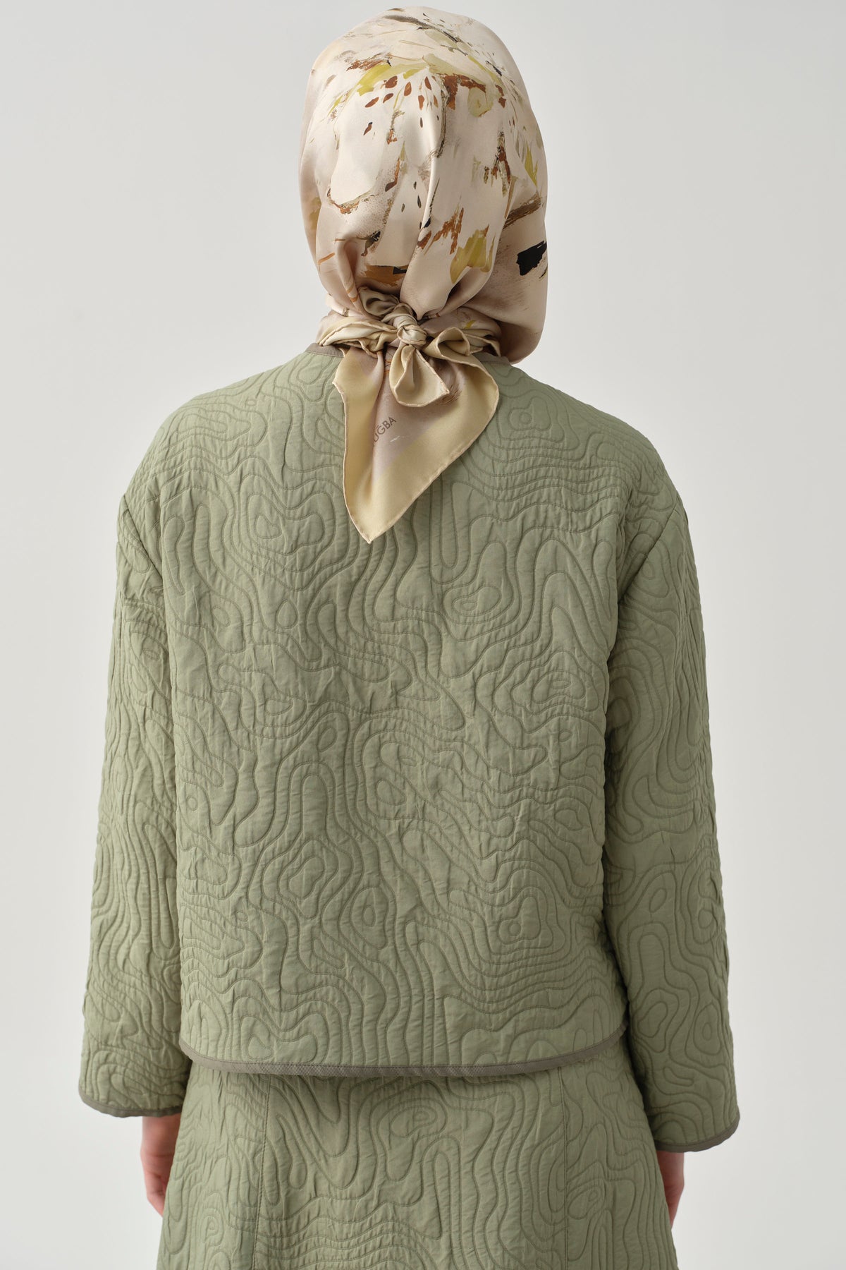 Grogren Biyeli Kapitone Crop Ceket - Mint TUGBA