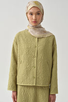 Grogren Biyeli Kapitone Crop Ceket - Olive TUGBA